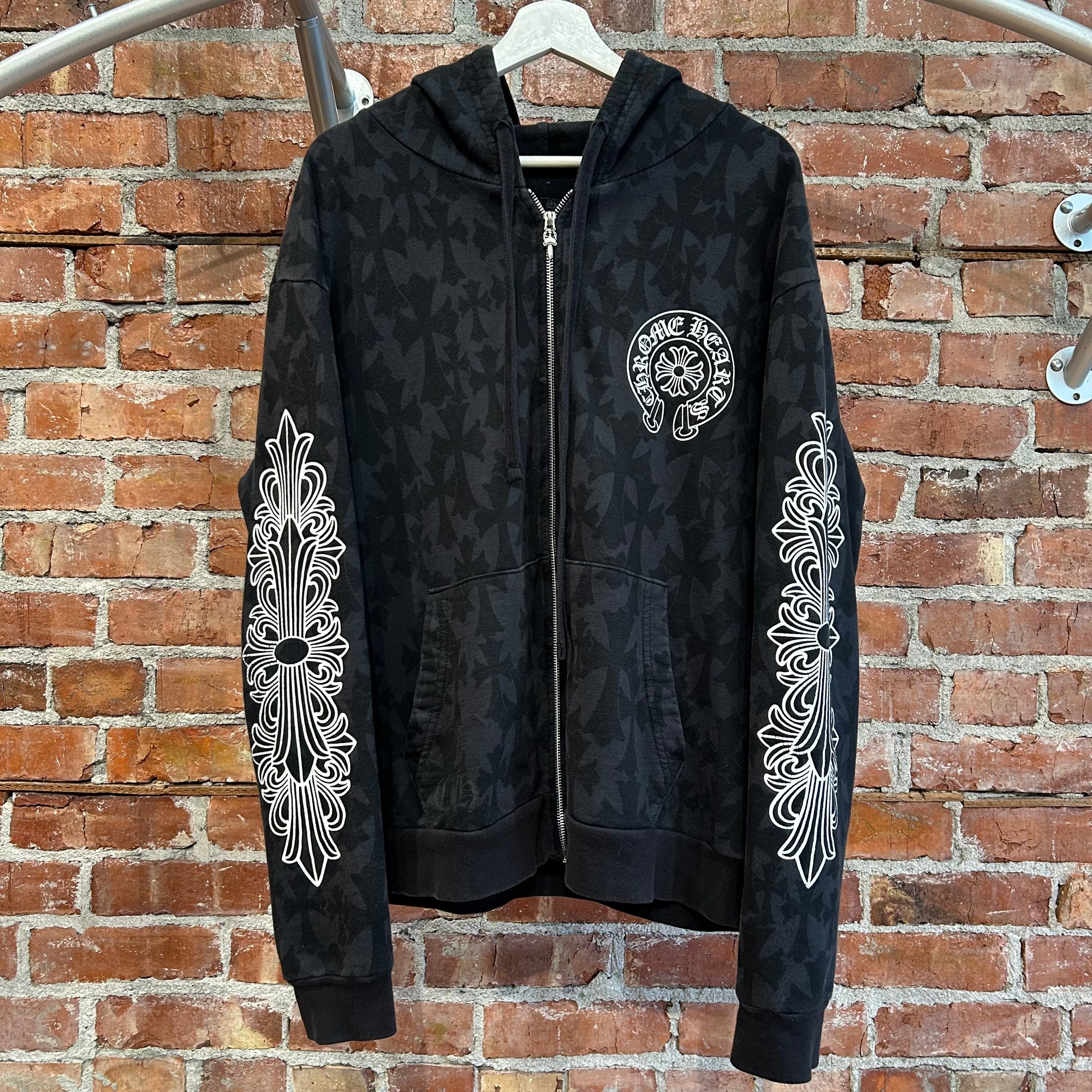 CHROME HEARTS MONOGRAM CEMETERY ZIP HOODIE ‘BLACK’