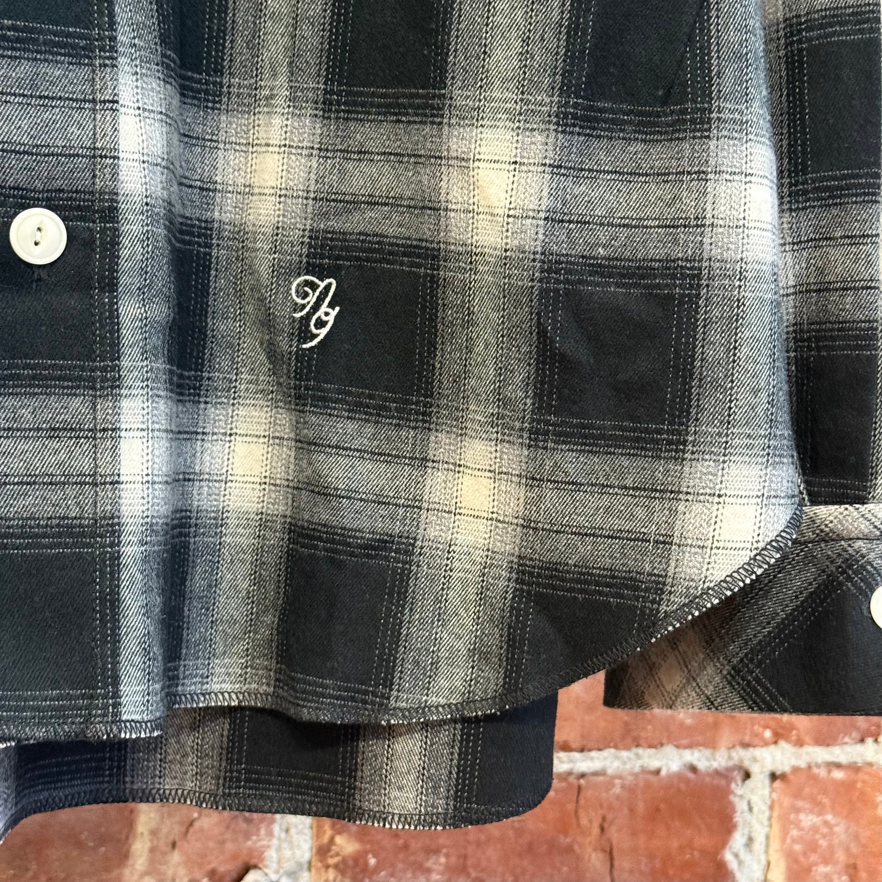 NUMBER (N)INE COTTON TWILL OMBRÉ CHECK FLANNEL HOODIE SHIRT – Sadō Room