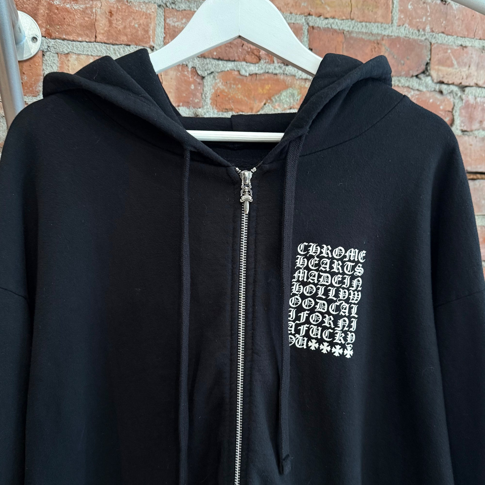 CHROME HEARTS EYE CHART MULTI-LOGO ZIP HOODIE ’BLACK’