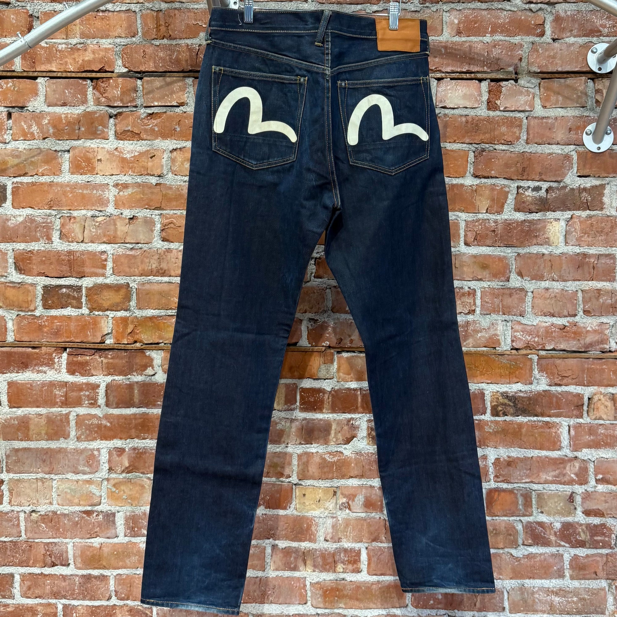 EVISU THICK GULL GULL SLIM STRAIGHT DENIM ‘INDIGO/WHITE’