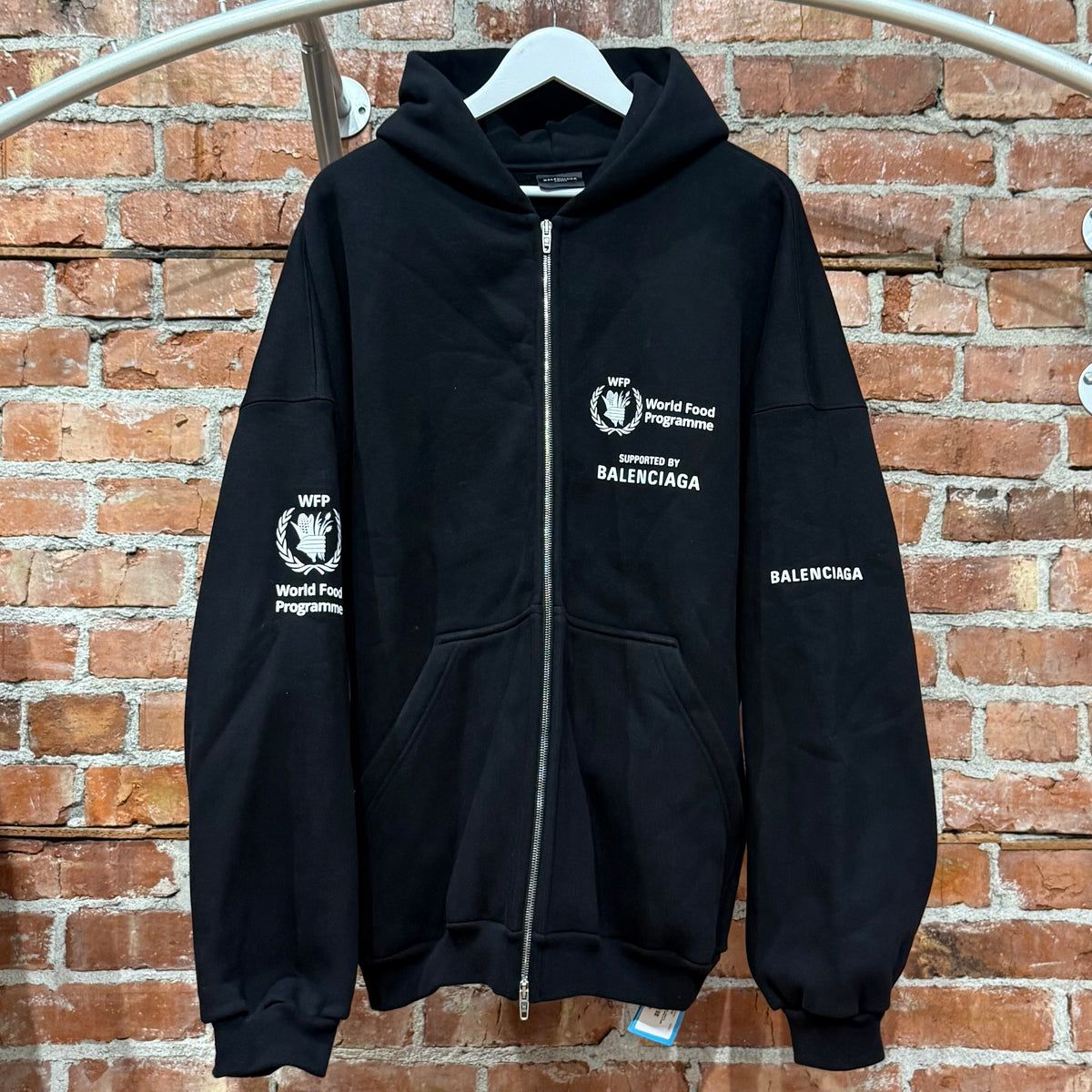 BALENCIAGA FW24 WORLD FOOD PROGRAMME ZIP HOODIE ‘BLACK’