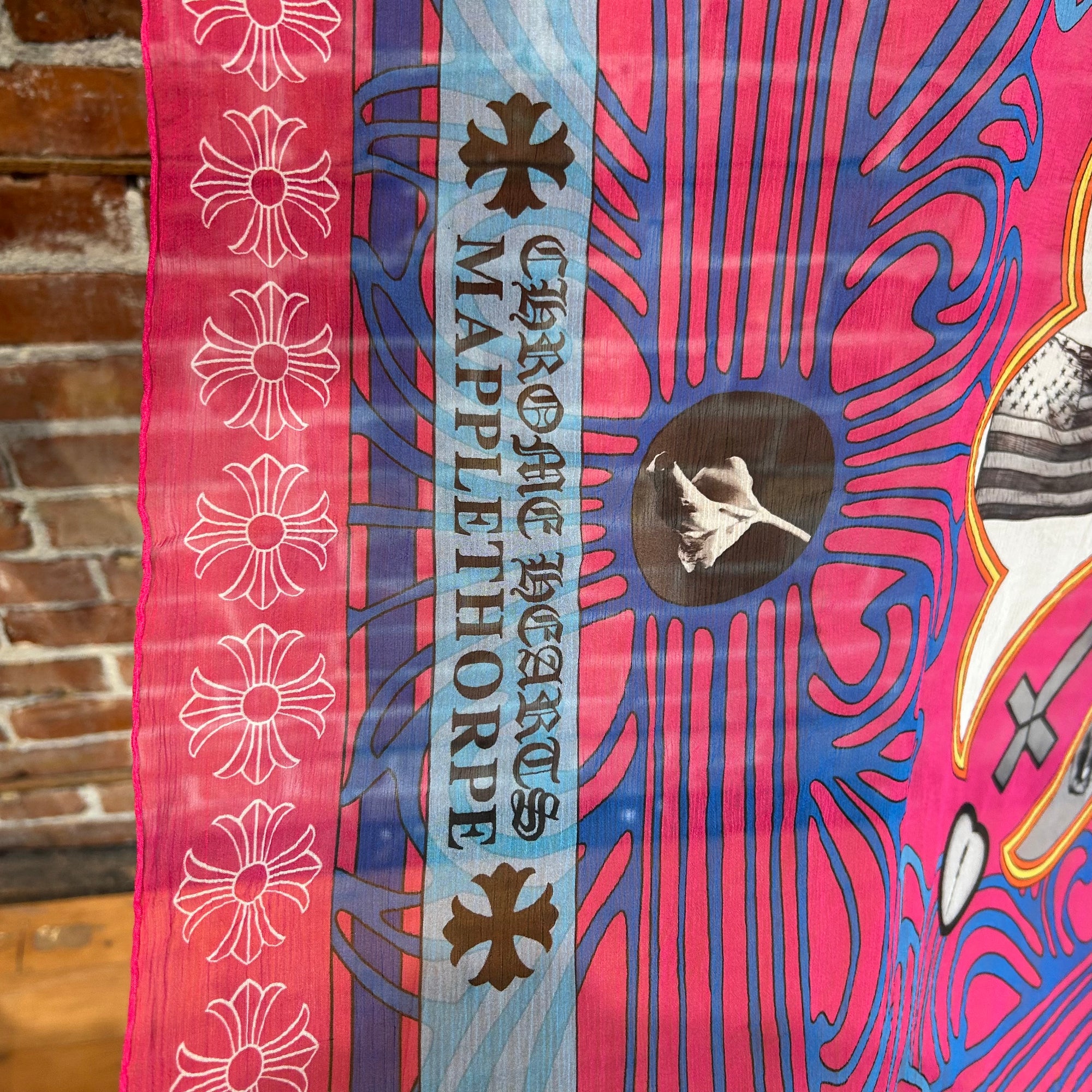 CHROME HEARTS MAPPLETHORPE SILK SCARF ‘PINK’