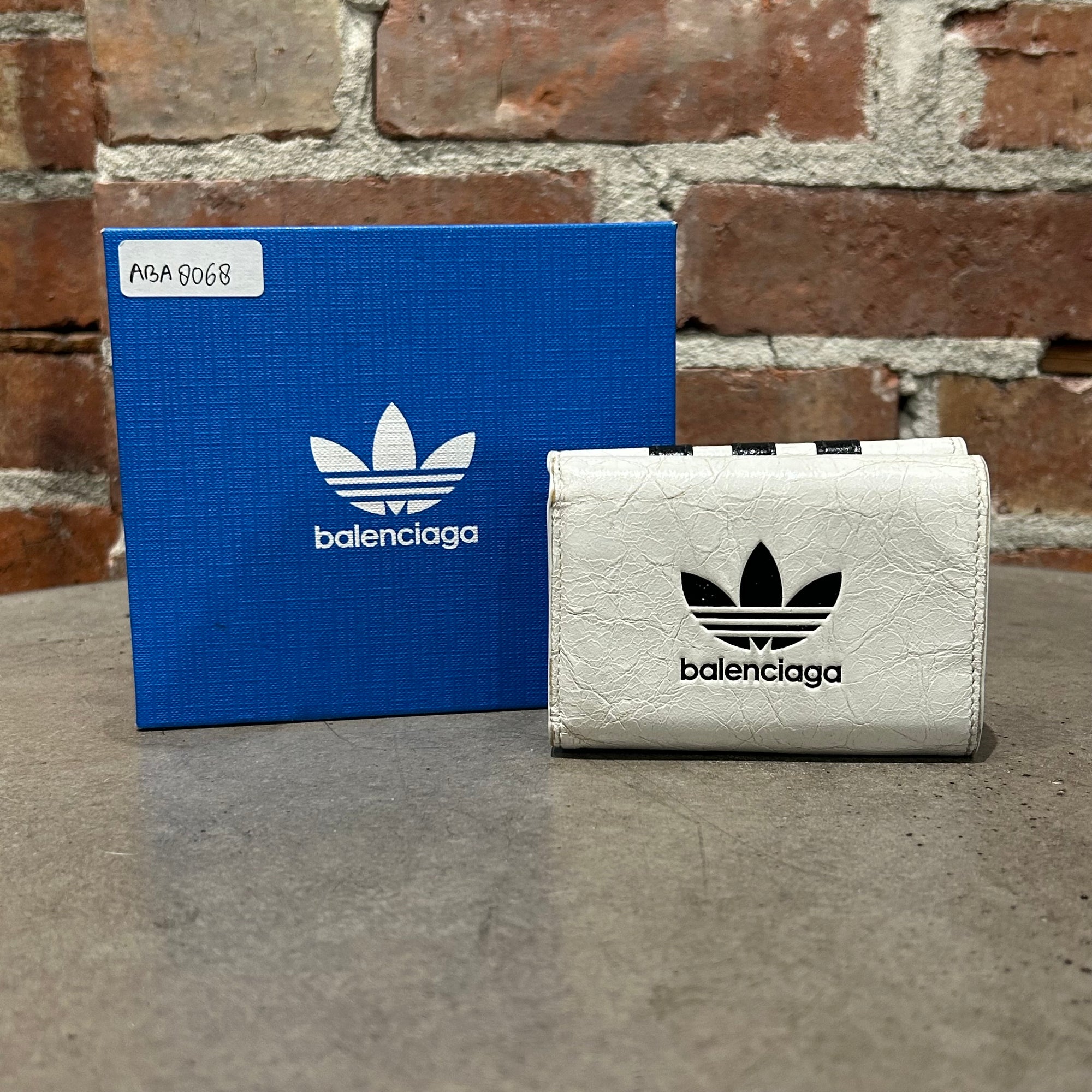 BALENCIAGA X ADIDAS TRIFOLD LAMBSKIN WALLET ‘BLACK/WHITE’
