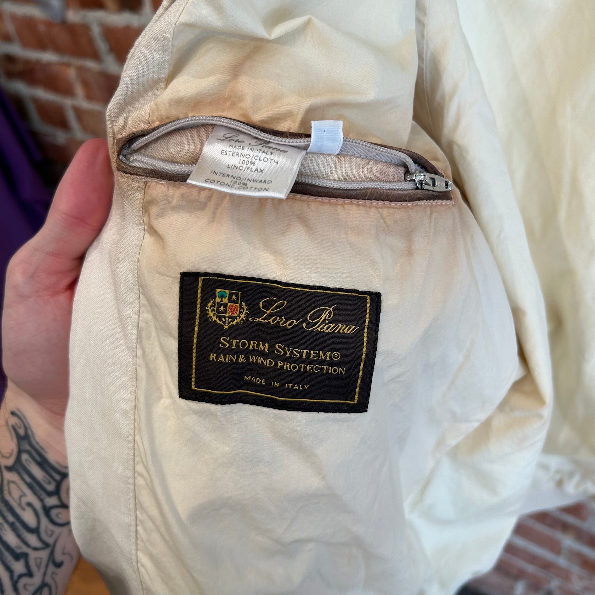 LORO PIANA 90S VINTAGE STORM SYSTEM HARRINGTON JACKET ‘CREAM’