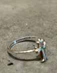 CHROME HEARTS EMERALD CROSS BUBBLEGUM RING 'SILVER'