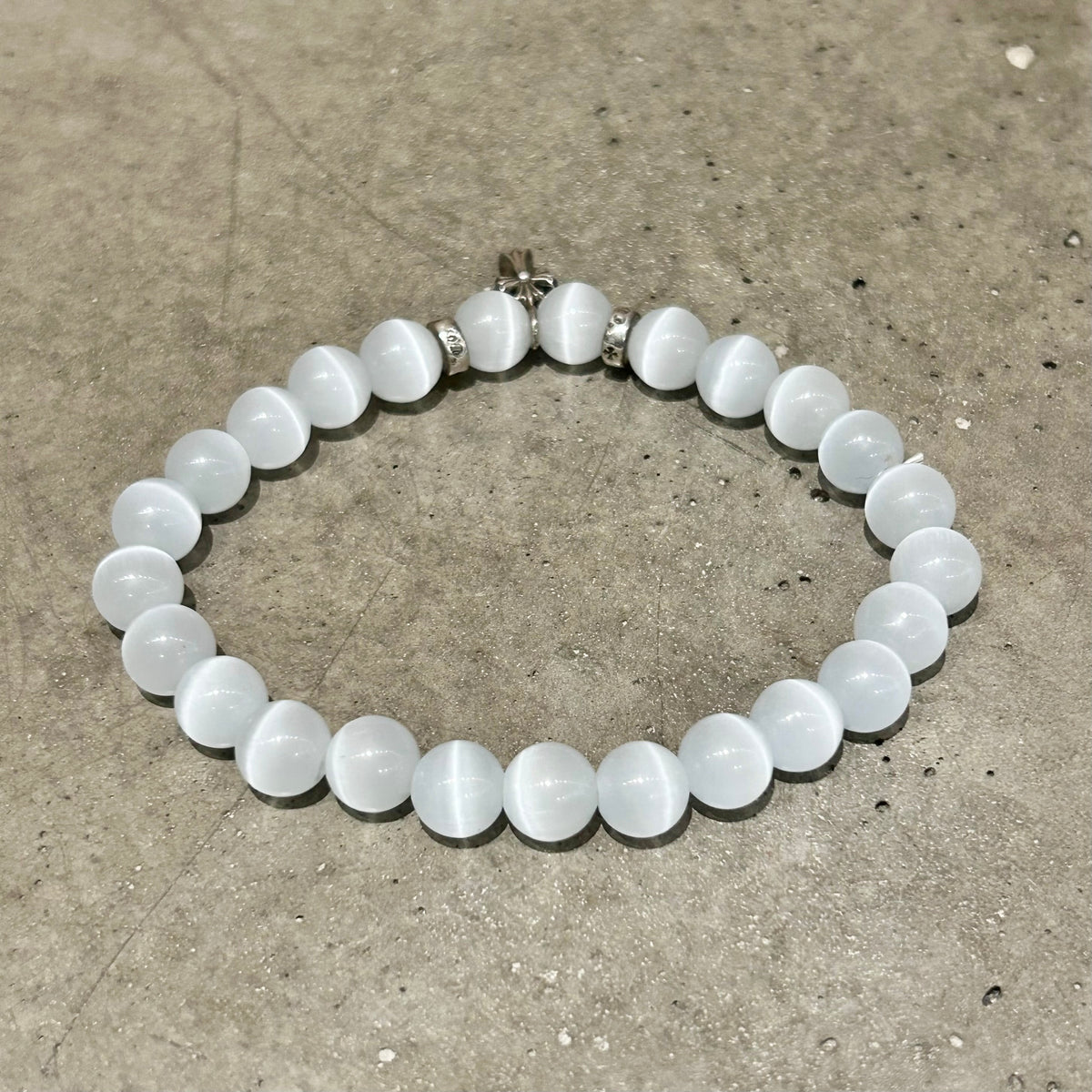 CHROME HEARTS BEADED STACK CH CROSS CHARM BRACELET ’WHITE’