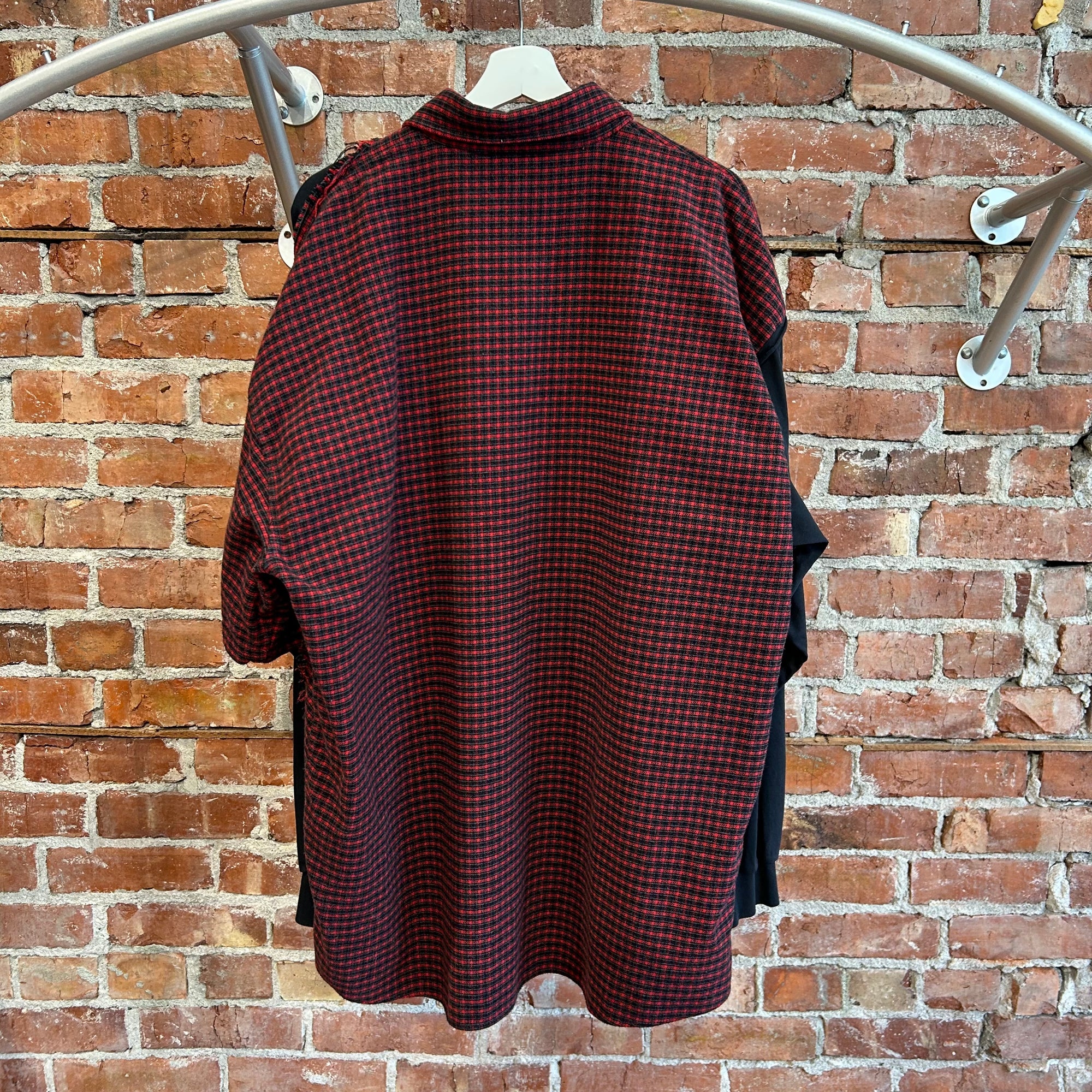 BALENCIAGA SS25 CHECK FRAYED CAMPAIGN SHIRT ‘RED/BLACK’