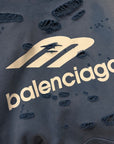 BALENCIAGA FW25 DISTRESSED 3B SPORTS ICON HOODIE ‘BLUE’