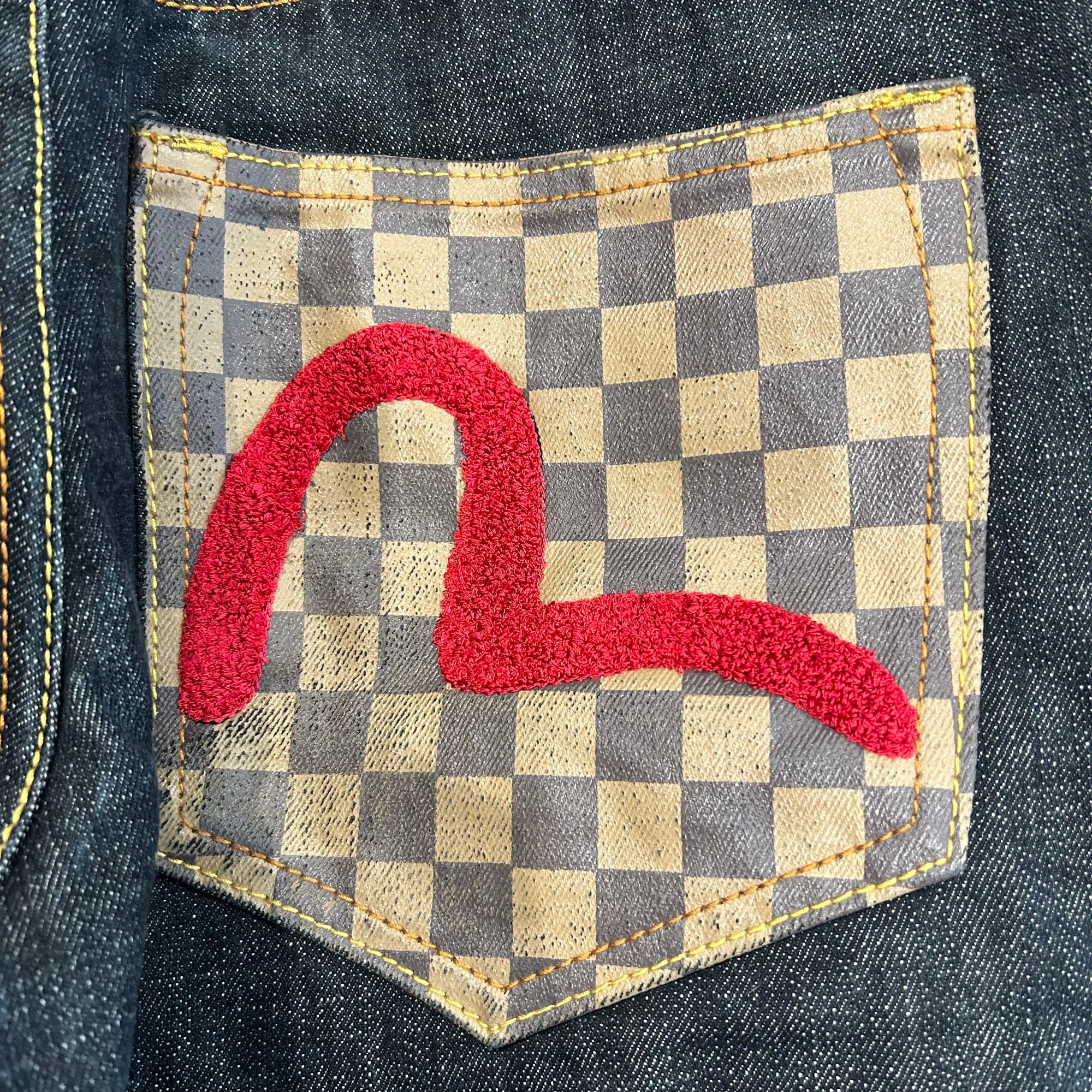 EVISU LOUIS DAMIER CHENILLE SHORTS 'INDIGO'