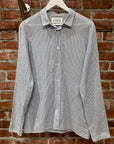 MAISON MARGIELA SS21 FLAT HEM PINSTRIPE SHIRT ‘BLUE’