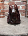 PRADA TESSTUO NYLON CROC LEATHER CROSSBODY BAG ‘BURGUNDY’