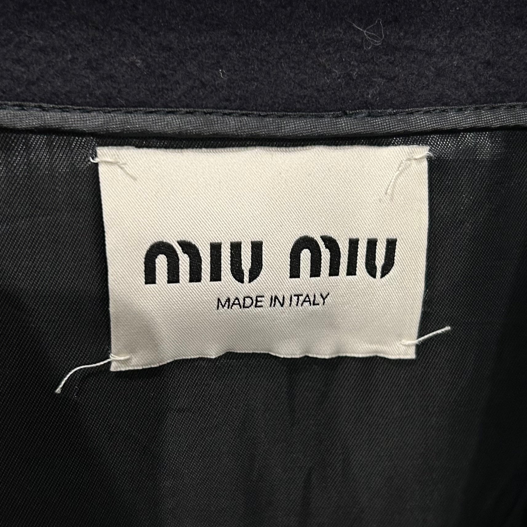 MIU MIU PADDED WOOL ZIP HOODIE ‘NAVY’