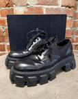 PRADA MONOLITH LEATHER DERBIES ‘BLACK’