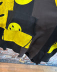 KAPITAL RECONSTRUCTED PATCHWORK SMILEY HOODIE ‘BLACK/YELLOW’