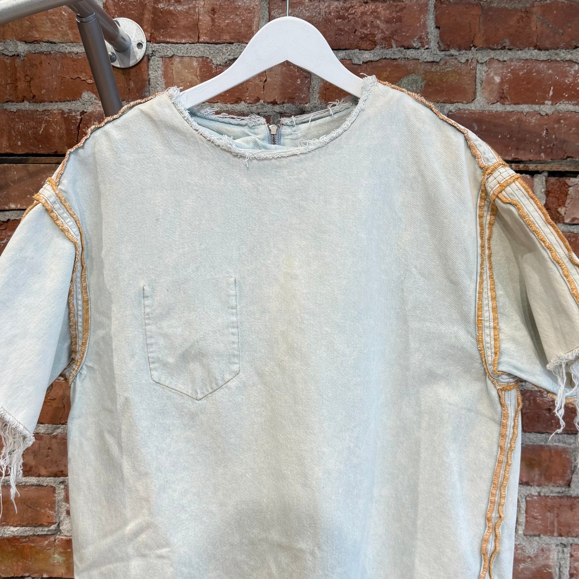 MAISON MARGIELA MM6 REVERSIBLE DISTRESSED DENIM TEE 'WHITE'