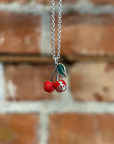 VIVIENNE WESTWOOD CHERRY PENDANT NECKLACE ‘SILVER/RED’