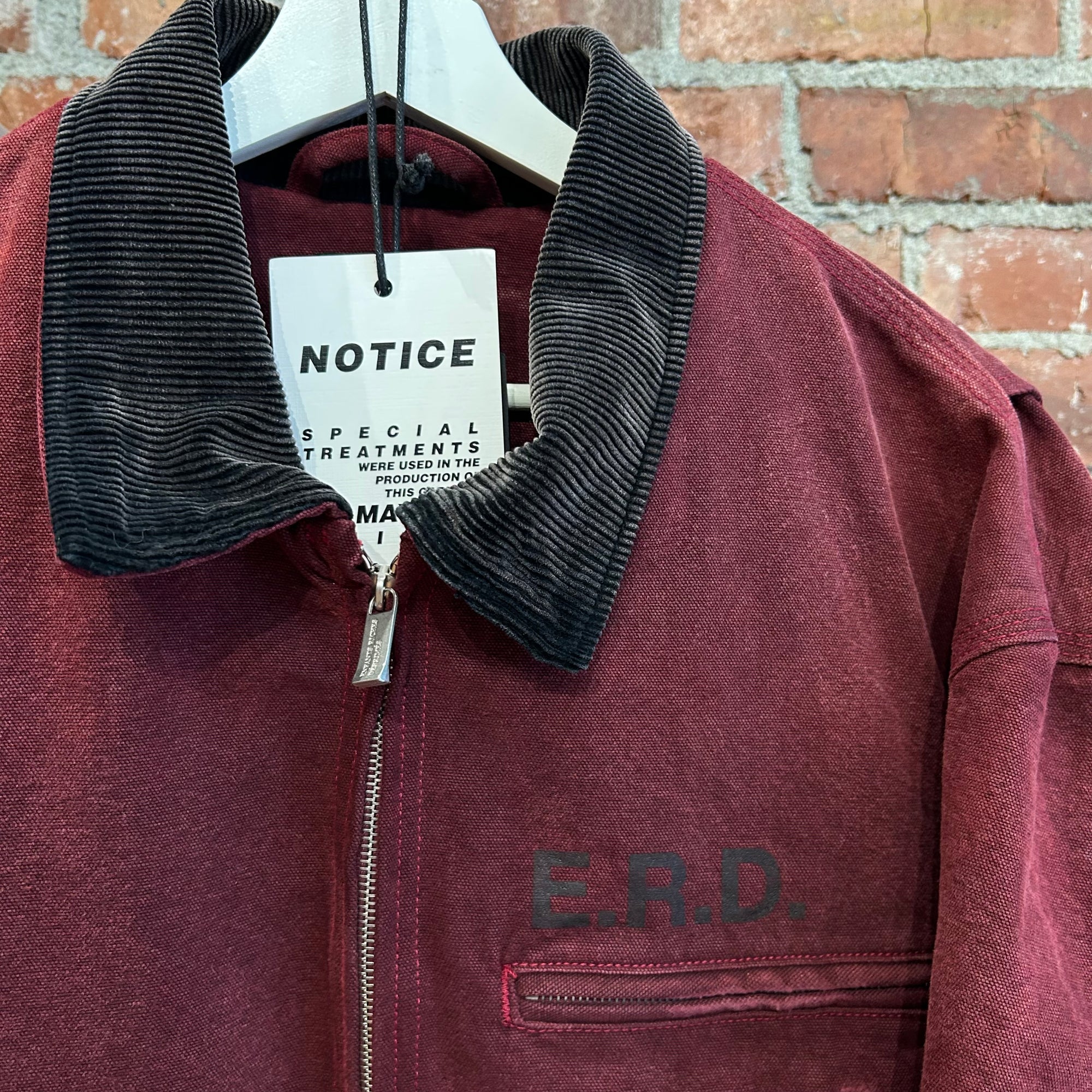 ENFANTS RICHES DEPRIMES FW24 DISTRESSED WORK JACKET ‘BURGUNDY’