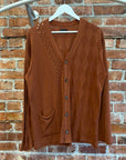 FINAL HOME DISTRESSED ARGYLE CARDIGAN ‘BURNT ORANGE’