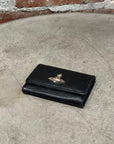 VIVIENNE WESTWOOD SILVER ORB LEATHER KEY CASE 'BLACK'