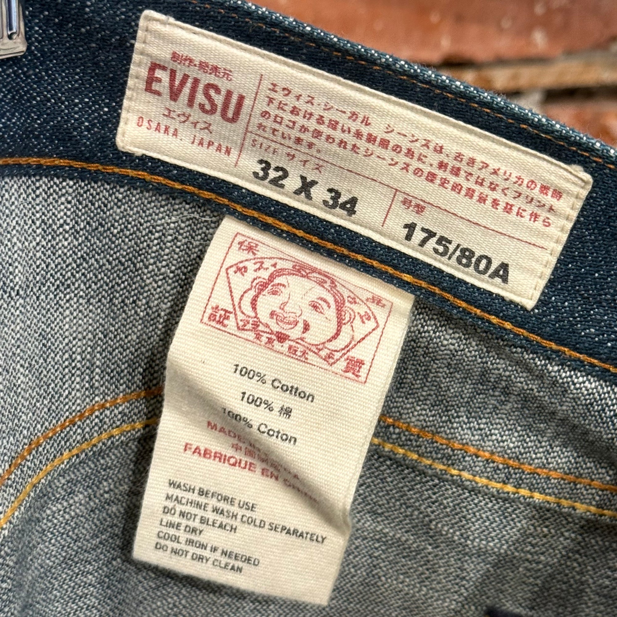 EVISU LOT 2008 THIN GULL STRAIGHT FIT DENIM ‘WASHED INDIGO/IVORY’