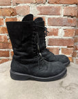 RICK OWENS FW09 CRUST BLISTERED LAMBSKIN COMBAT BOOTS ‘BLACK’
