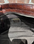 PRADA TESSTUO NYLON CROC LEATHER CROSSBODY BAG ‘BURGUNDY’