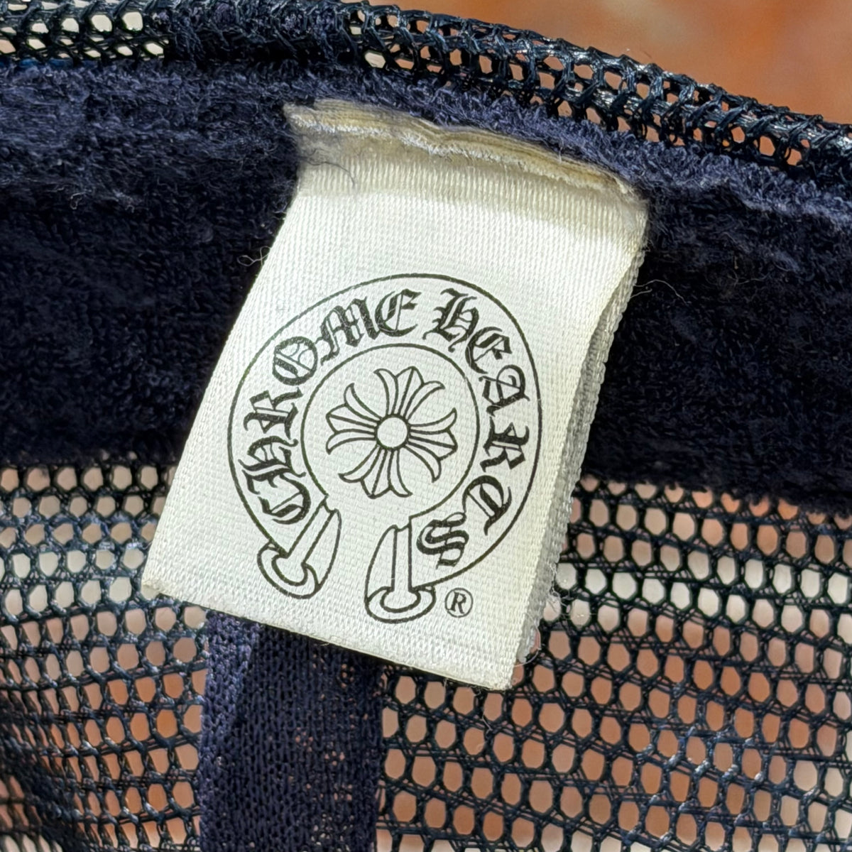 CHROME HEARTS DOUBLE CROSS PATCH TRUCKER HAT ‘NAVY’