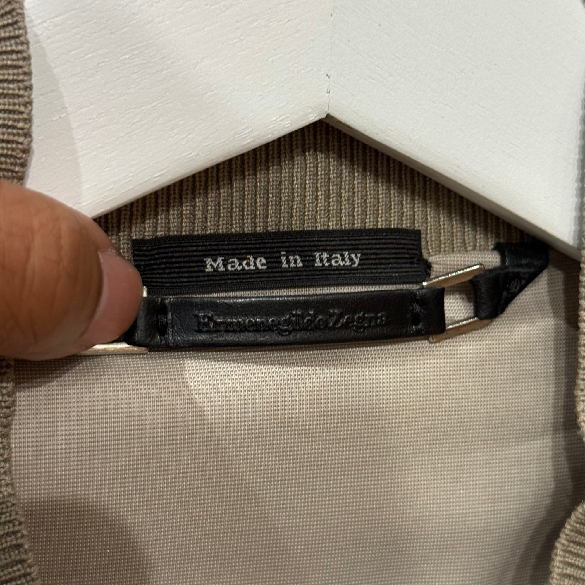 ERMENEGILDO ZEGNA PERFORATED LEATHER BOMBER ‘TAUPE’