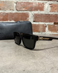 CHROME HEARTS 18K GOLD BOX OFFICER SUNGLASSES ‘BLACK’
