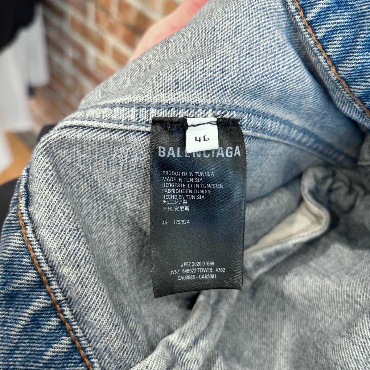 BALENCIAGA FW20 LANGUAGE DENIM TRUCKER JACKET ‘BLUE’