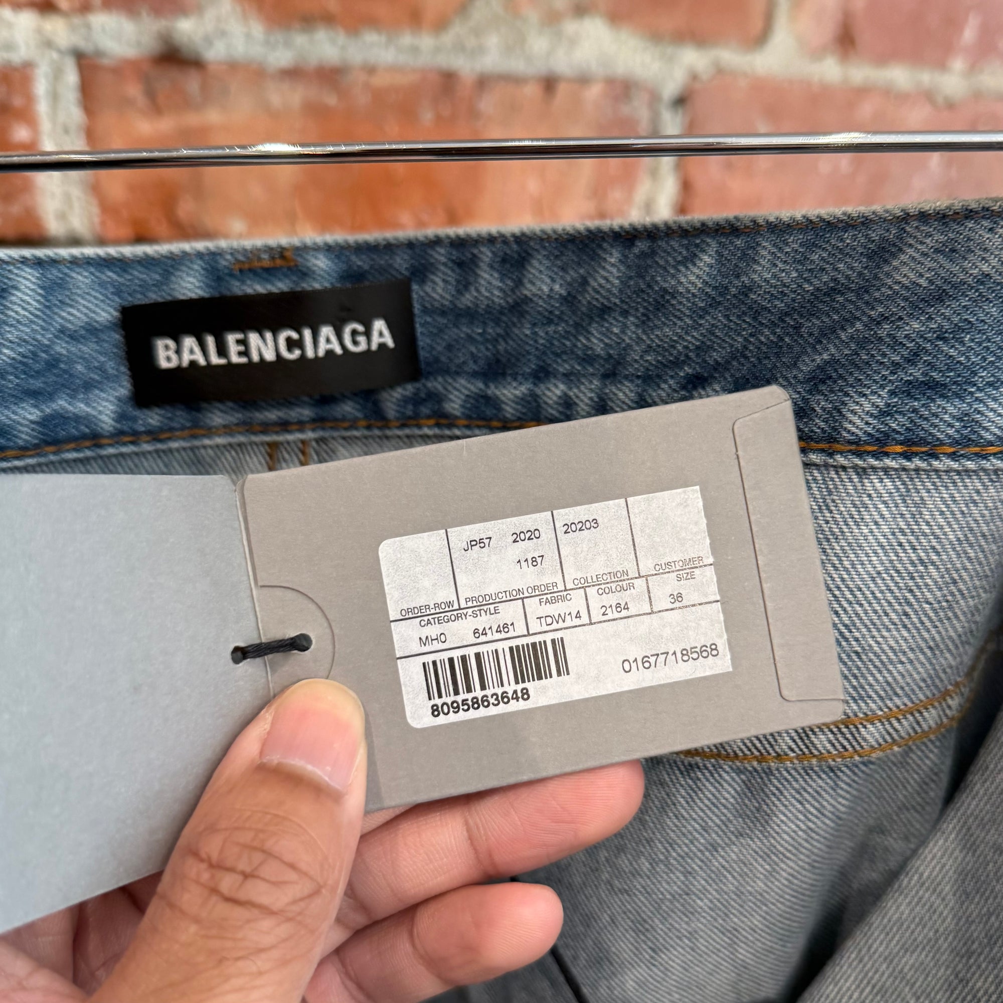 BALENCIAGA DOUBLE LAYERED DISTRESSED LOGO DENIM ‘BLUE/BLACK’