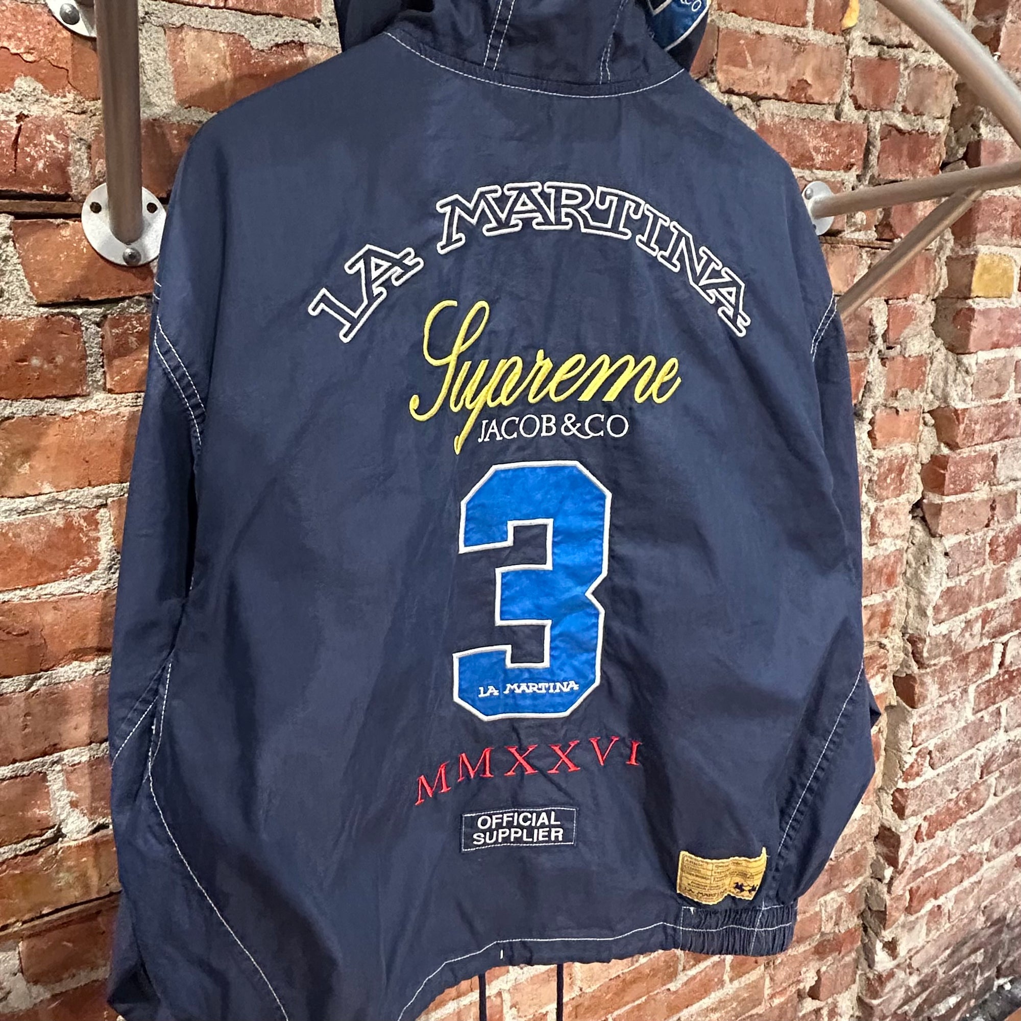 SUPREME X JACOB &amp; CO X LA MARTINA SS26 HOODED JACKET ‘NAVY’