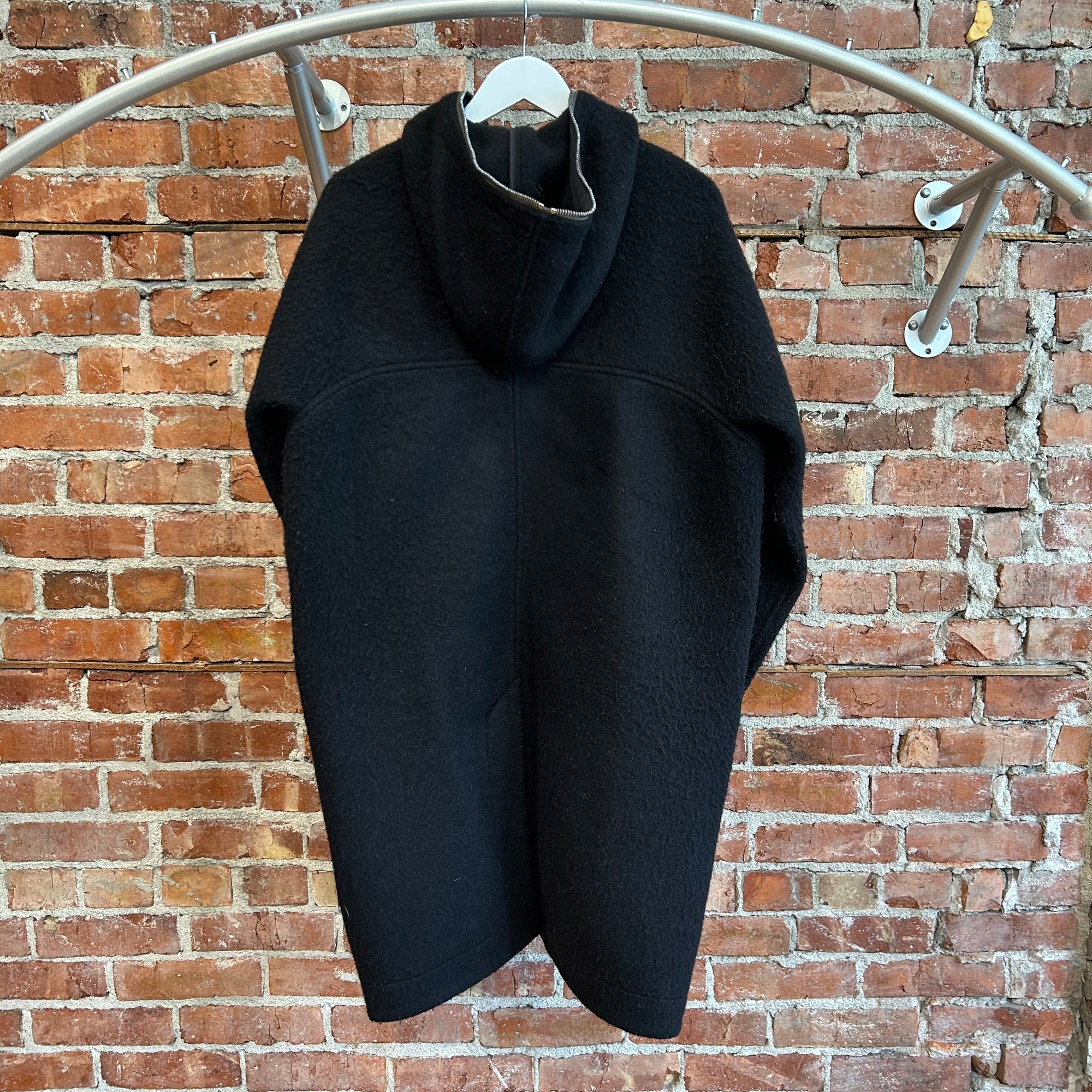 RICK OWENS FW22 STROBE WOOL SEALED TRENCH COAT ‘BLACK’