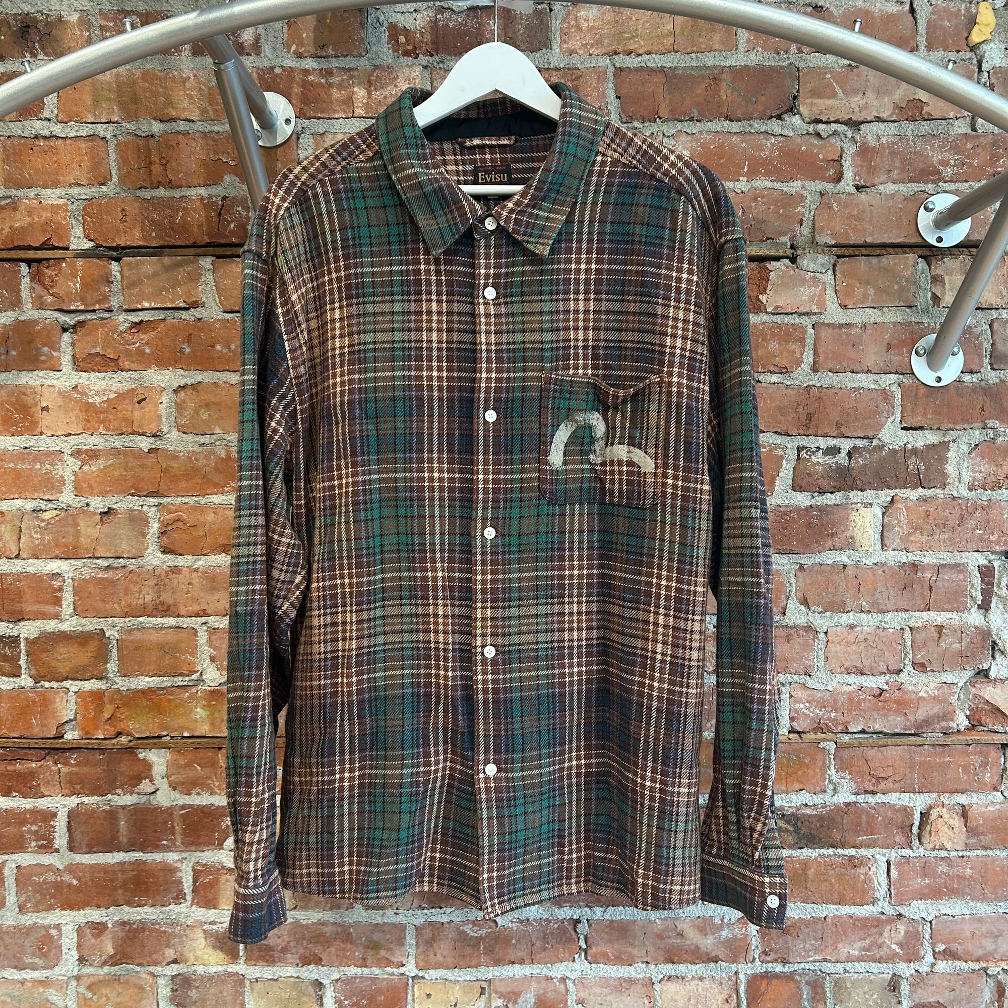 EVISU DISTRESSED FLANNEL 'GREEN'