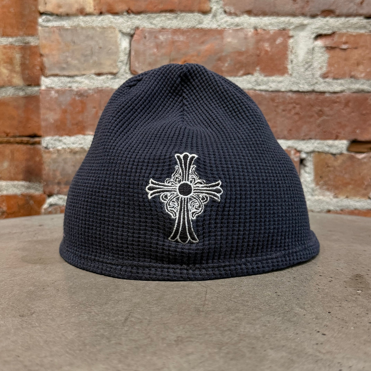 CHROME HEARTS FLORAL CROSS SKULL CAP BEANIE ‘BLACK’