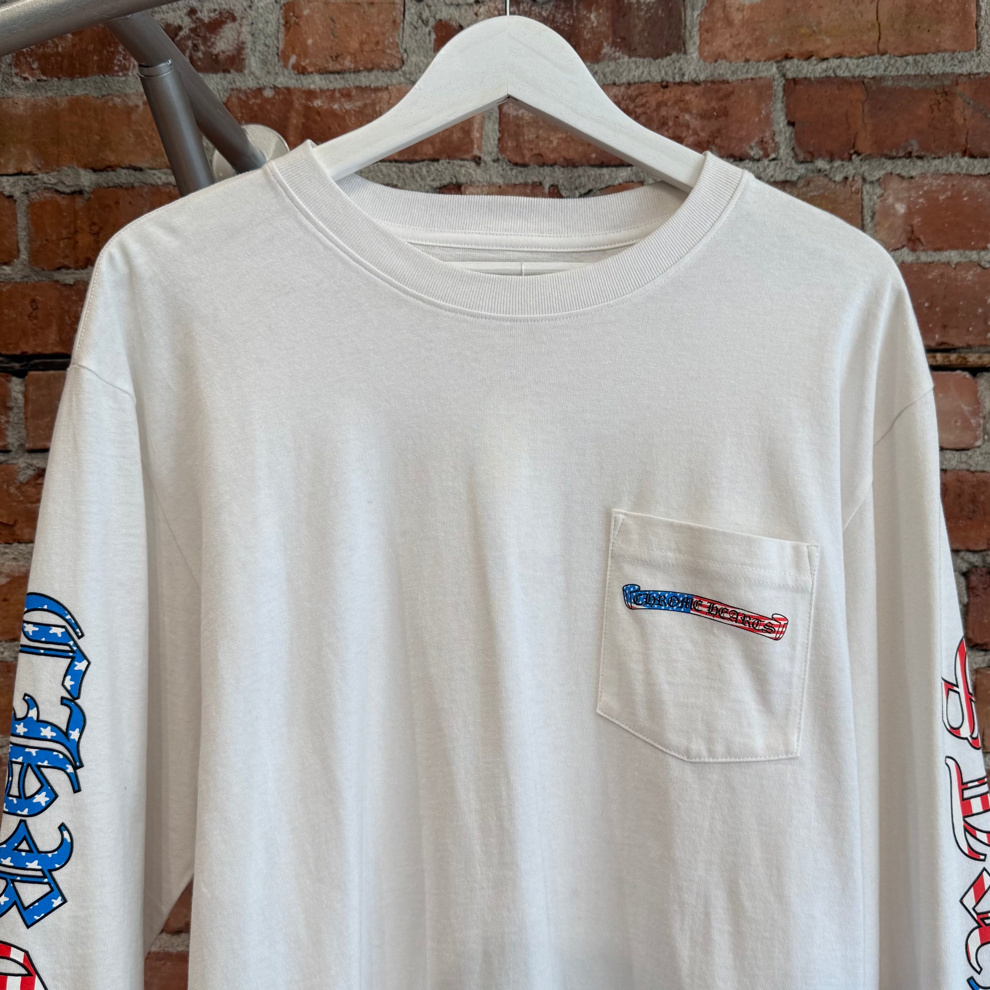 CHROME HEARTS AMERICAN FLAG LONGSLEEVE ’WHITE’