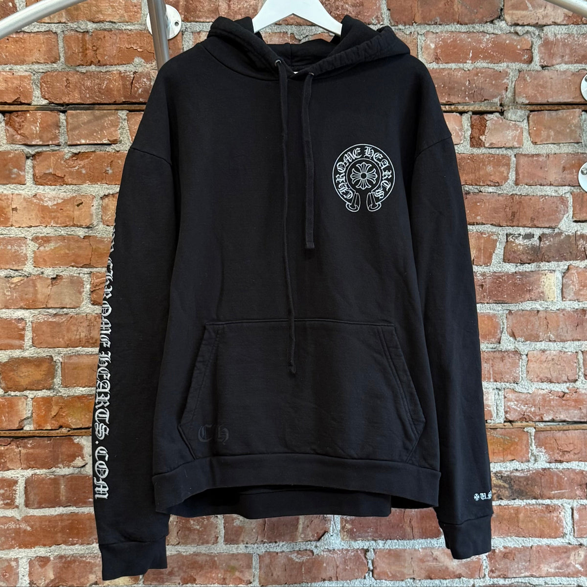 CHROME HEARTS ONLINE EXCLUSIVE SILVER GLITTER LOGO HOODIE ‘BLACK/SILVER’