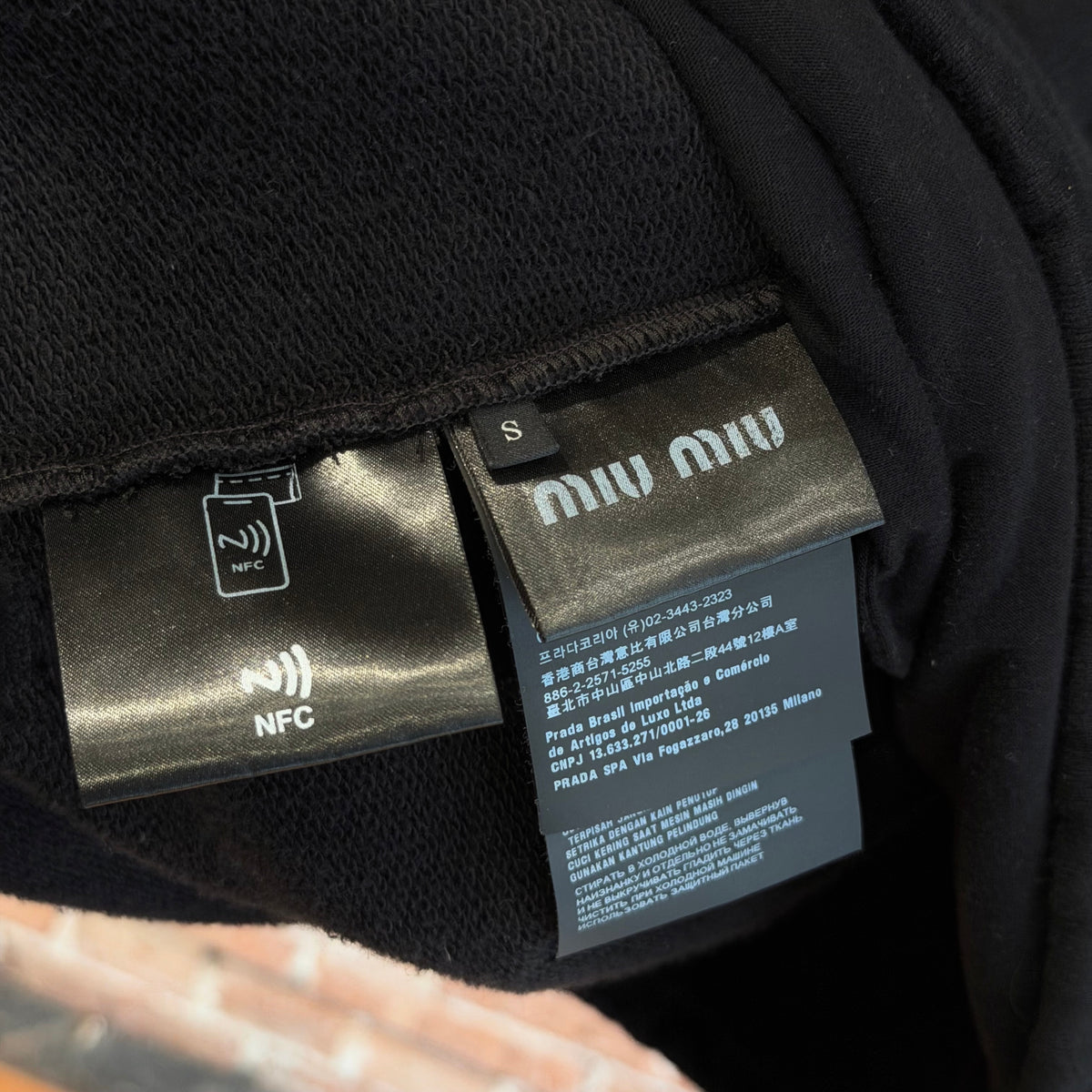 MIU MIU FW25 COTTON FLEECE QUARTER ZIP ‘BLACK’