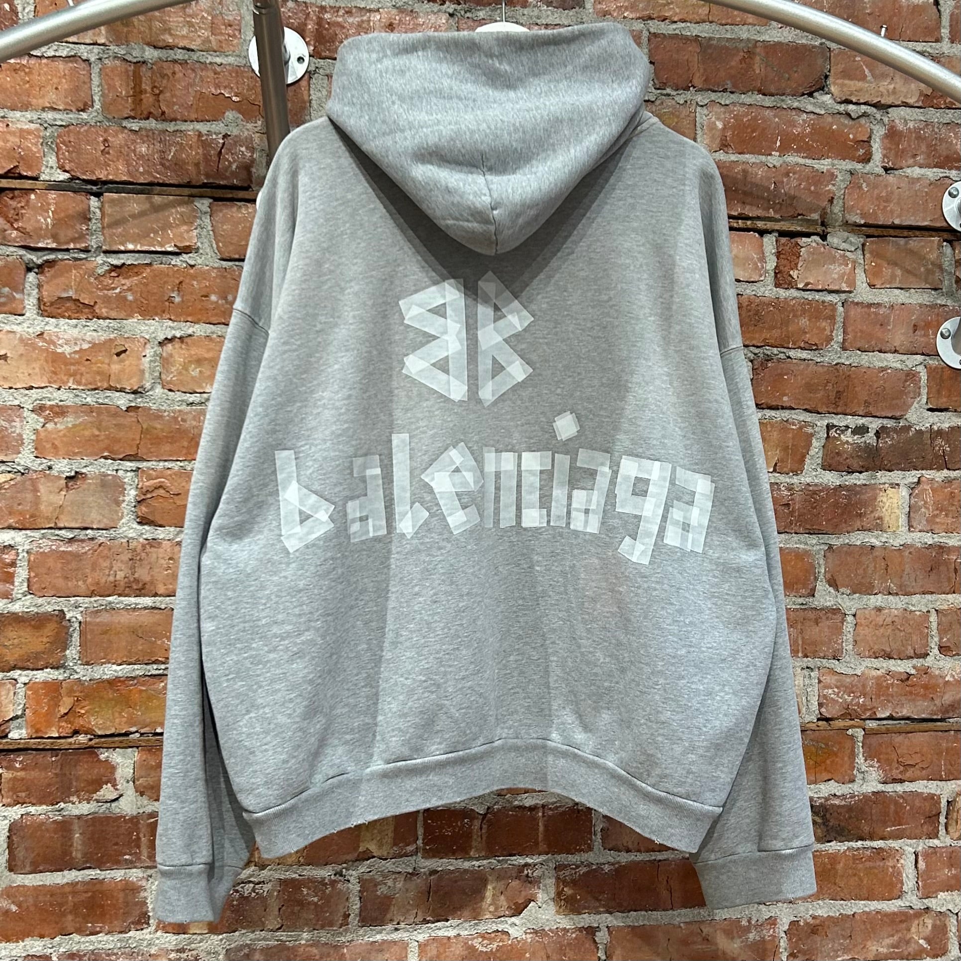 BALENCIAGA SS21 OVERSIZED TAPE HOODIE ‘GREY’