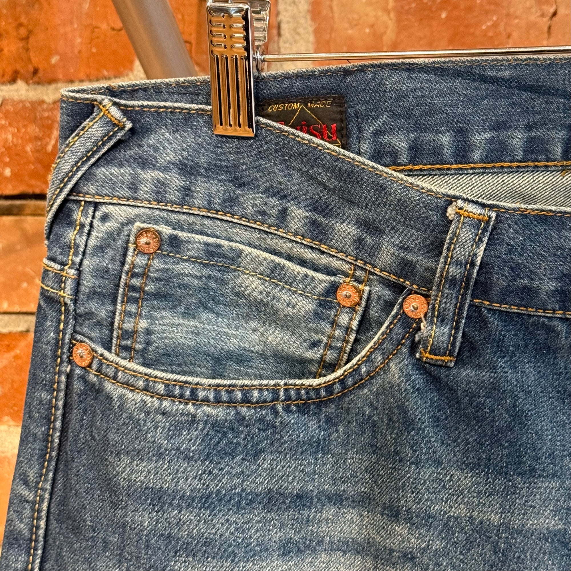 EVISU LOT 005 OFFSET GULL PRINT DENIM ‘BLUE/IVORY’