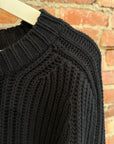 KTWO STUDIOS FISHERMAN KNIT CREWNECK SWEATER ‘BLACK’