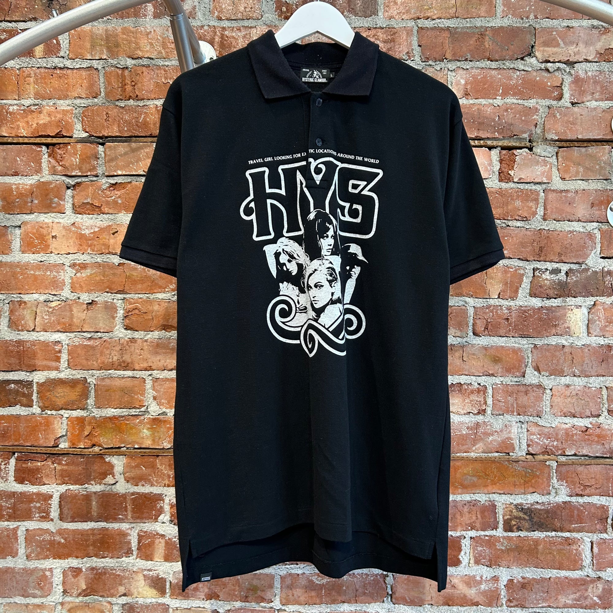 HYSTERIC GLAMOUR HYS ANGELS POLO 'BLACK/WHITE'