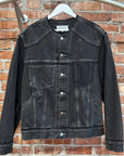 MAISON MARGIELA PAINT-SMUDGE COLLARLESS JACKET ‘BLACK’