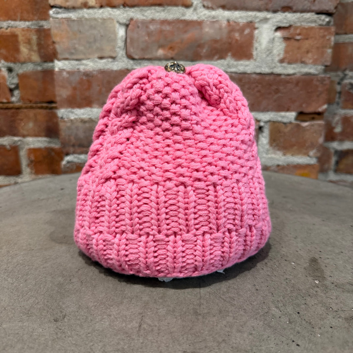 CHROME HEARTS CASHMERE CROSS PATCH BEANIE ‘PINK’