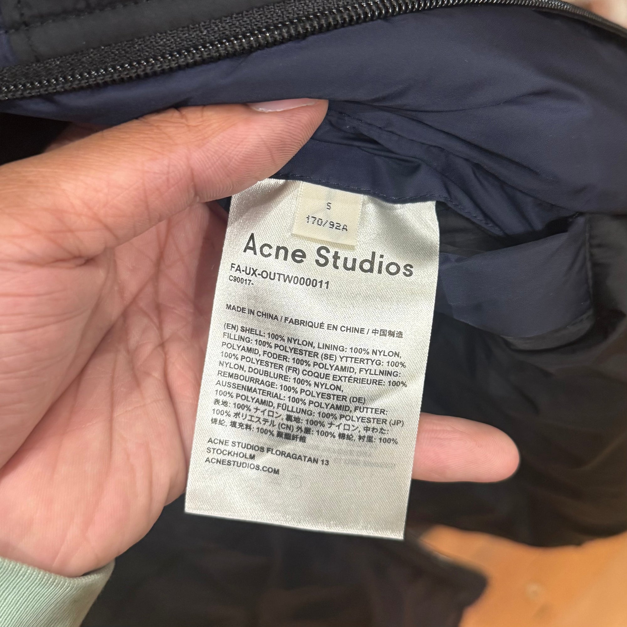 ACNE STUDIOS FACE PATCH PADDED BOMBER JACKET ‘NAVY’