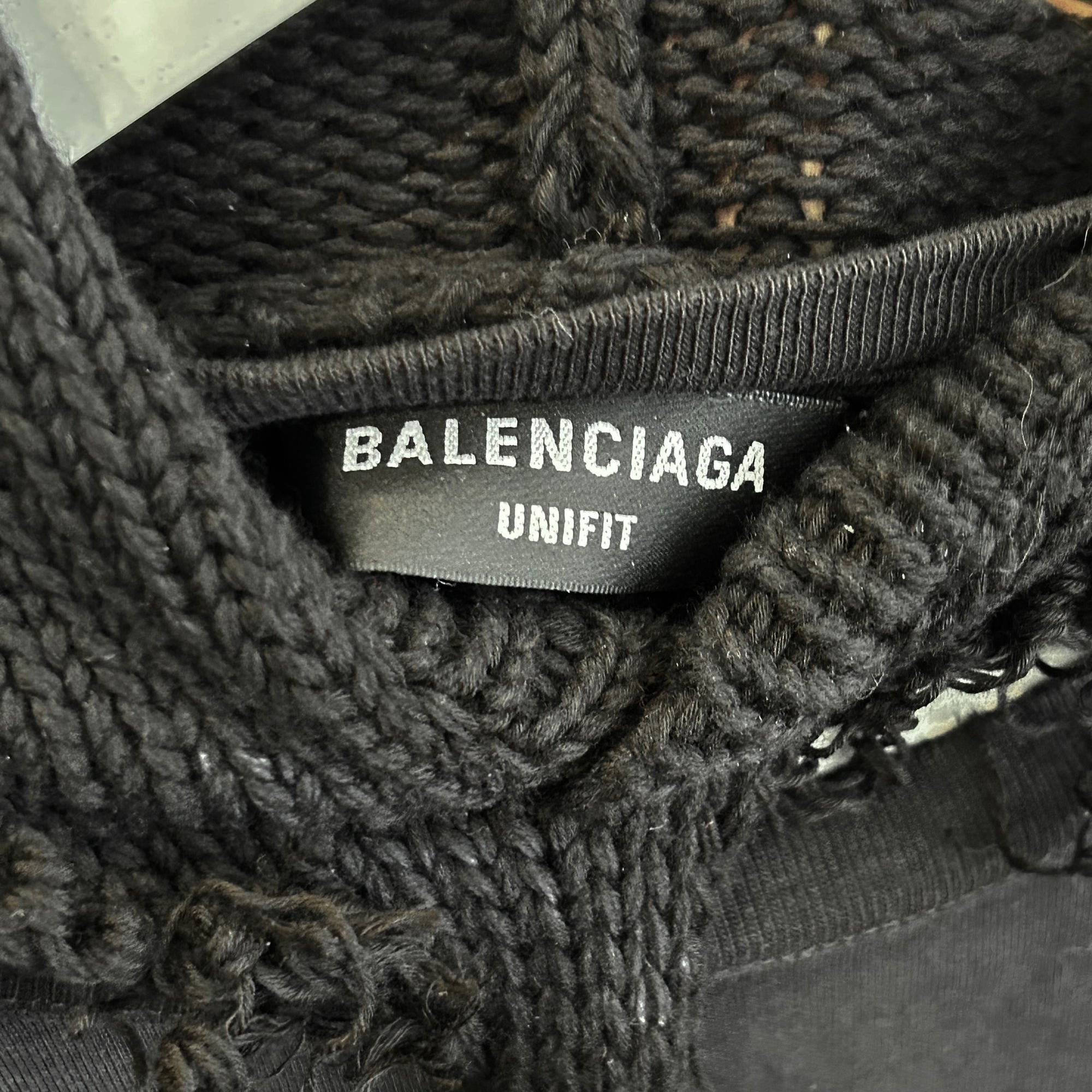 BALENCIAGA FW21 DESTROYED KNIT CAMPAIGN HOODIE ‘BLACK’