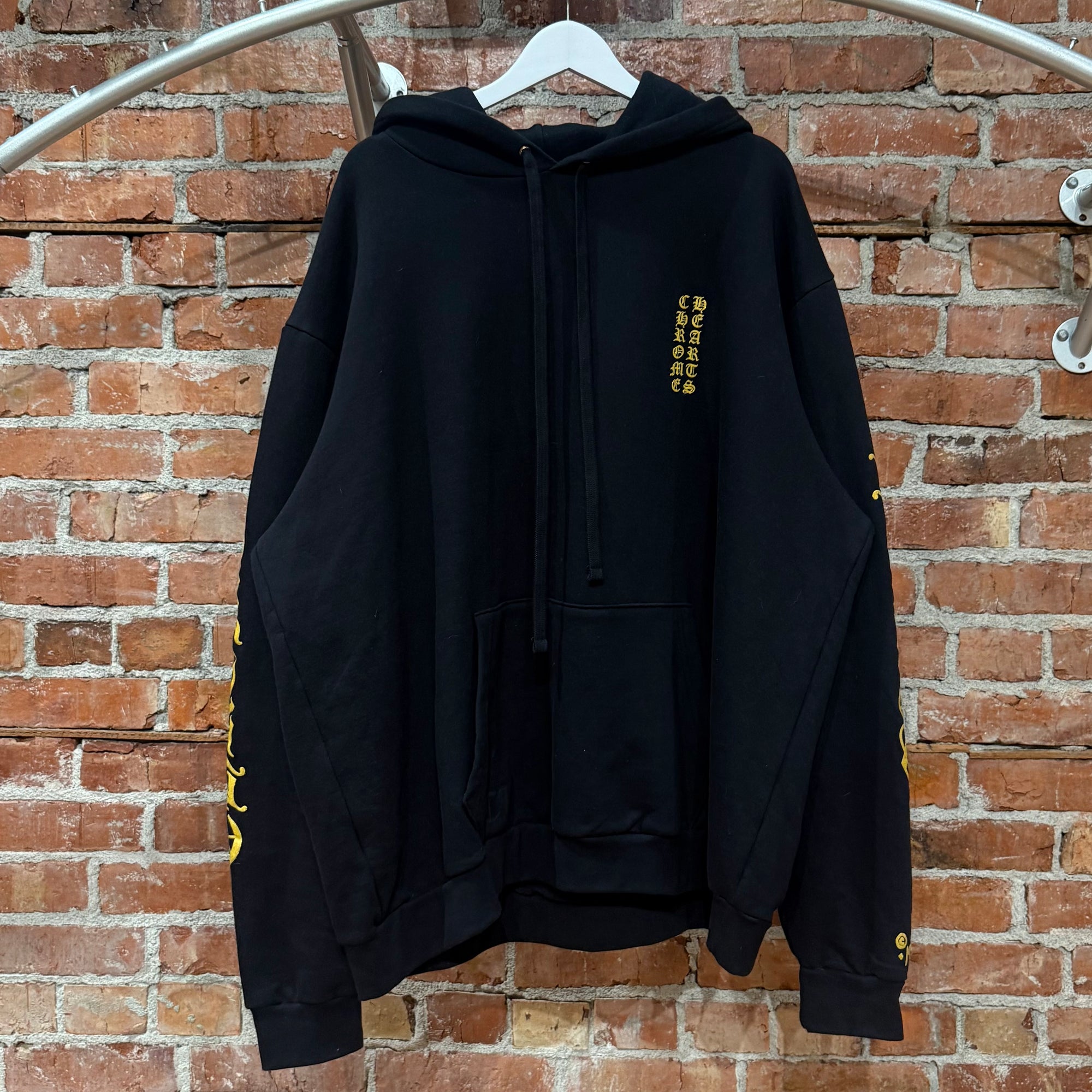 CHROME HEARTS VERTICAL LOGO 1988 HOODIE ‘BLACK/GOLD’