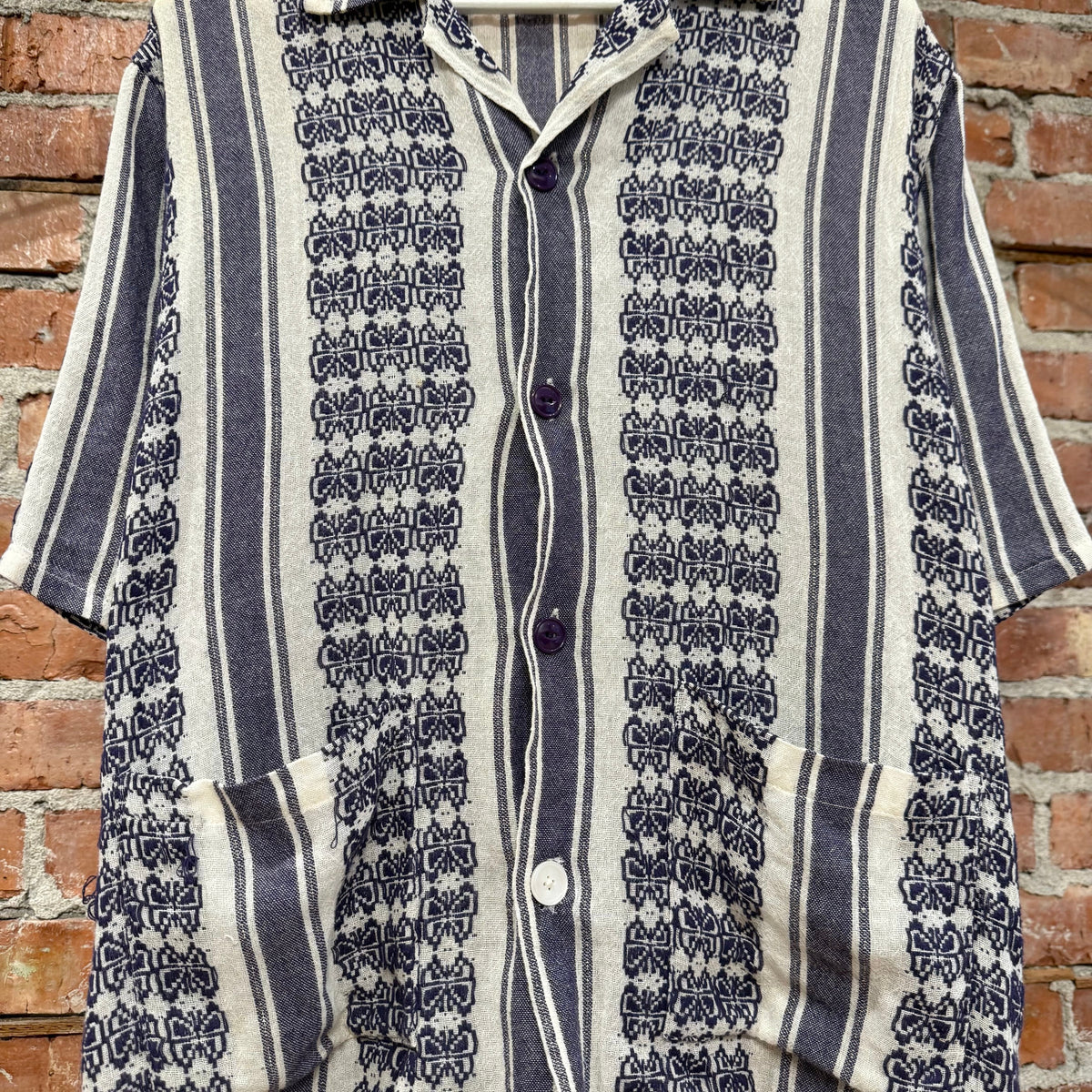 NEEDLES CABANA PAPILLON STRIPE SHIRT ‘CREAM/PURPLE’