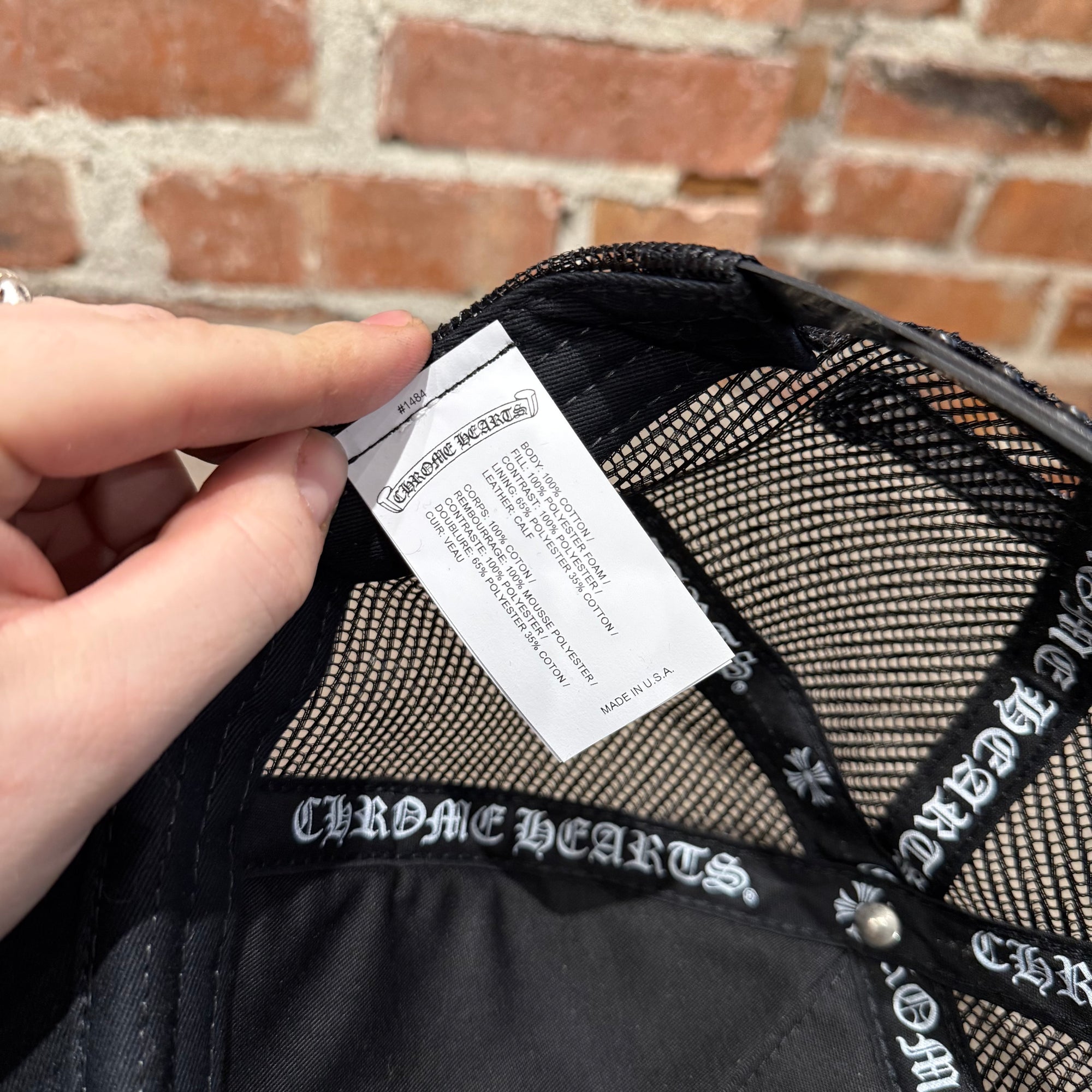 CHROME HEARTS TRIPLE PONY HAIR CROSS PATCH TRUCKER ‘BLACK’