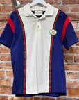 GUCCI APPLIQUED WEBBING TRIMMED POLO SHIRT ‘MULTI’